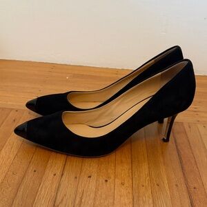 Guiseppi Zanotti Cap Toe Black Pointed-Toe Suede Pumps -Women's Classic Heel